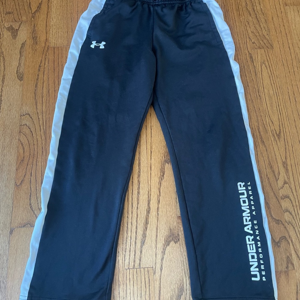 Under Armour Kids Black Joggers with White Stripes